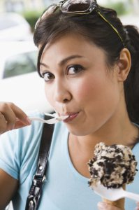 Woman eating an ice-cream