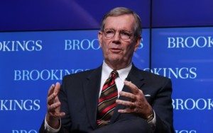 Former Utah Gov. Michael Leavitt tells an audience at the Brookings Institution on Monday that the two new pieces of nondiscrimination legislation in Utah are models for the nation. (SHFWire Photo courtesy of Jordan Gass-Pooré)