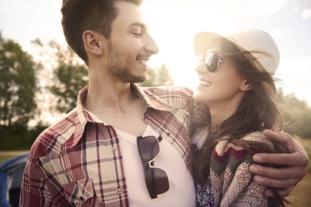 Couple in love on the camping