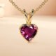 heart-shaped pink tourmaline solitaire pendant in yellow gold